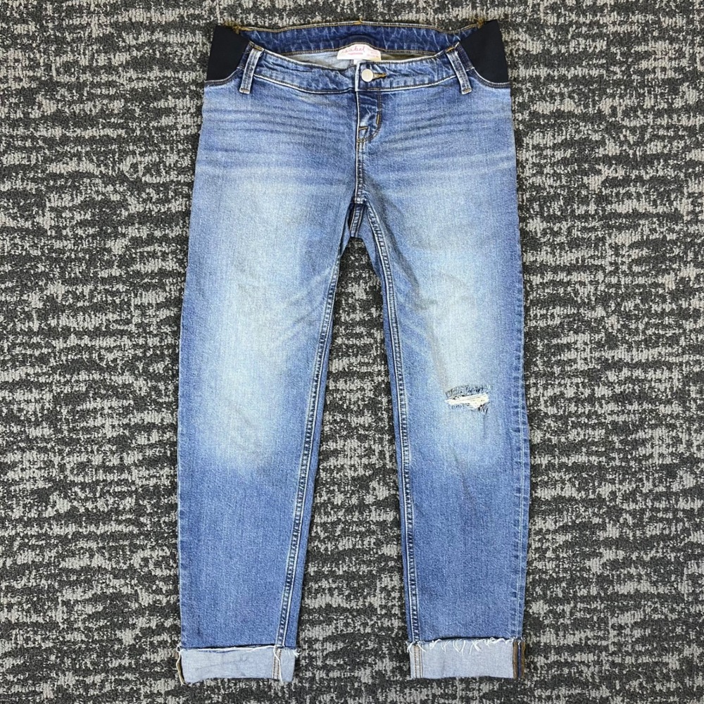 Isabel by Ingrid & Isabel Maternity Jeans 2 Blue 90s Straight Distressed Cuffed